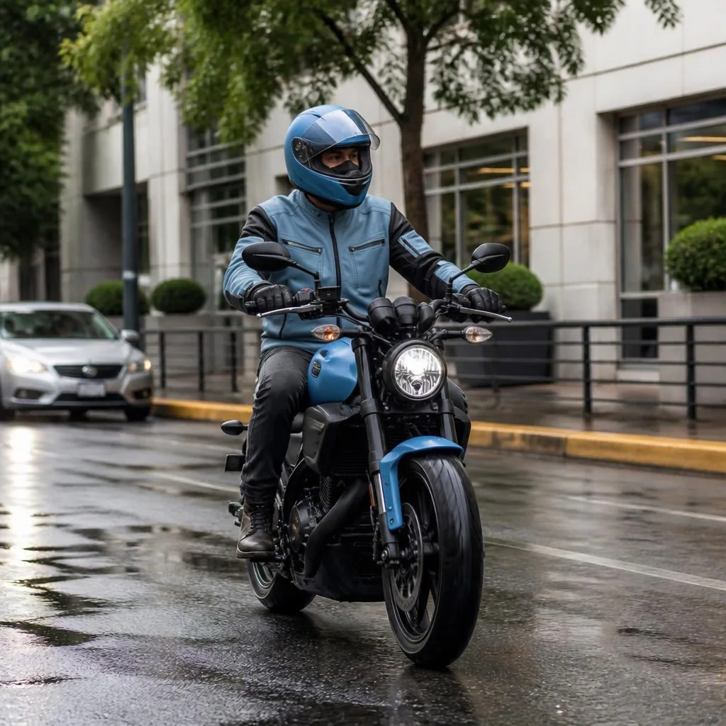 Motociclista utilizando sua moto no dia a dia